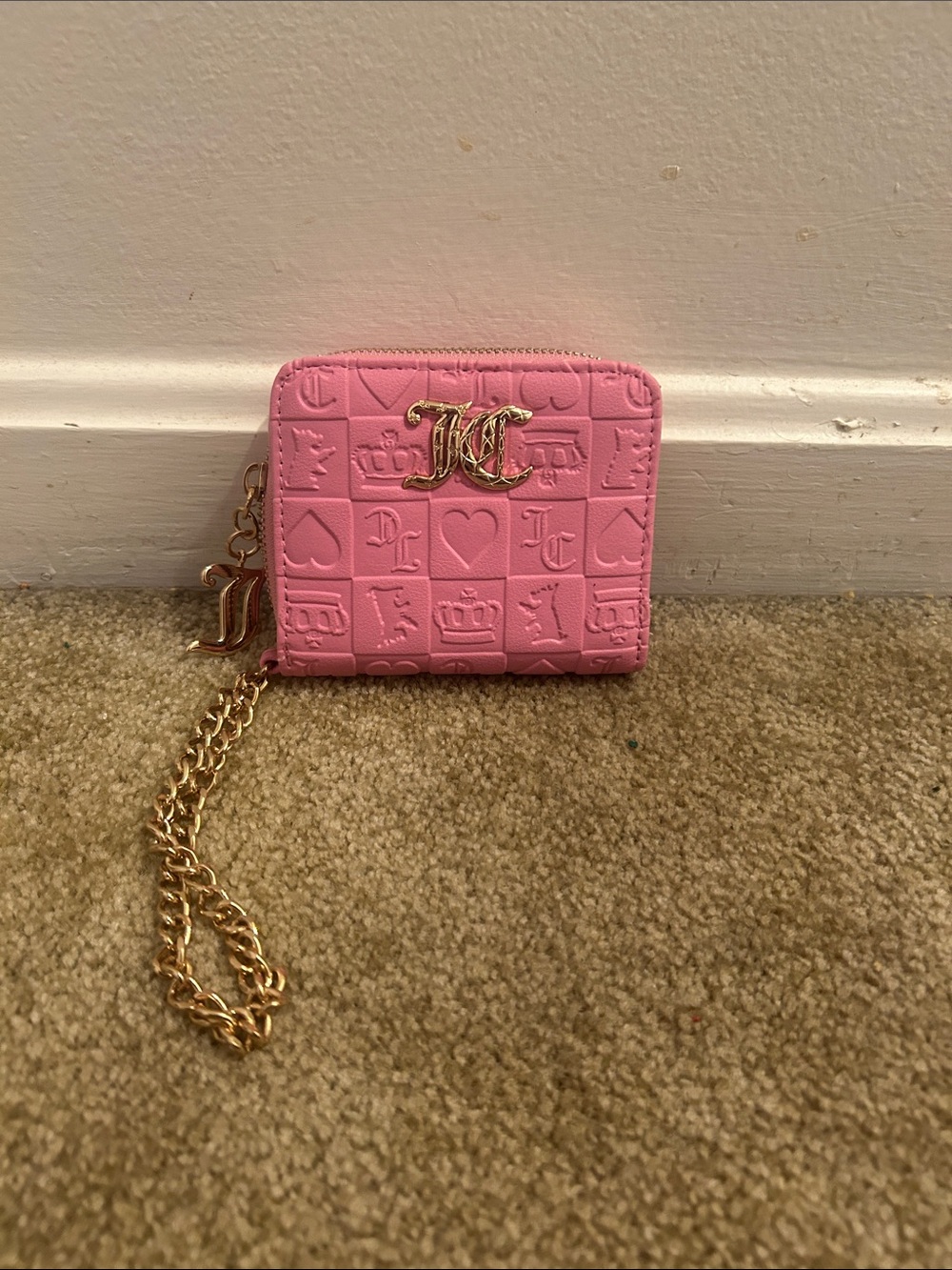 Juicy Couture Quilted Mini Wallet with Gold Chain